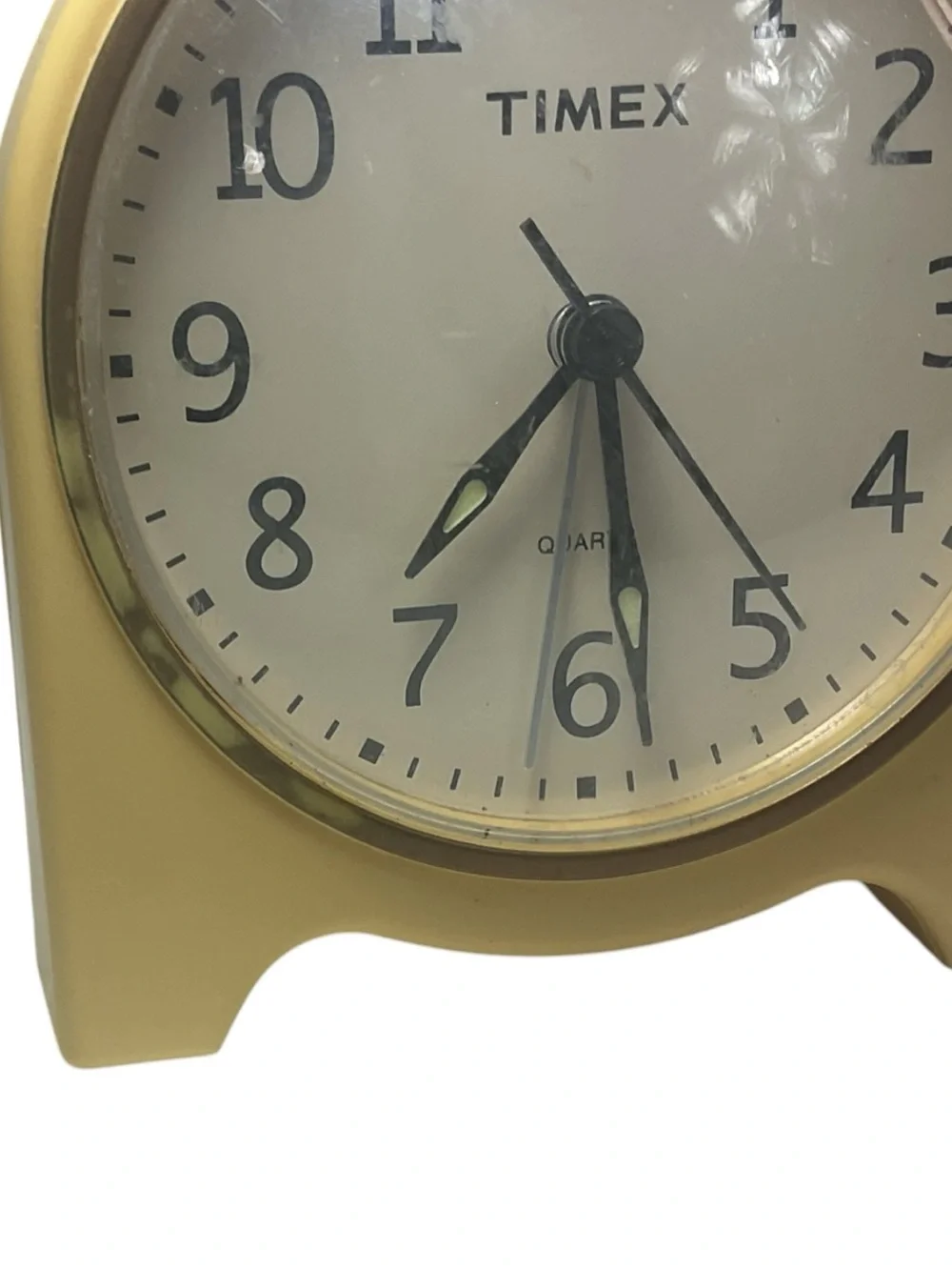 Vintage Timex Quartz Alarm Clock Yellow Retro Desktop Shelf Clock Tested Works